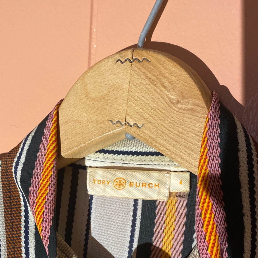 Tory Burch Multi-Color Stripe Silk Button Down 4 - image 2